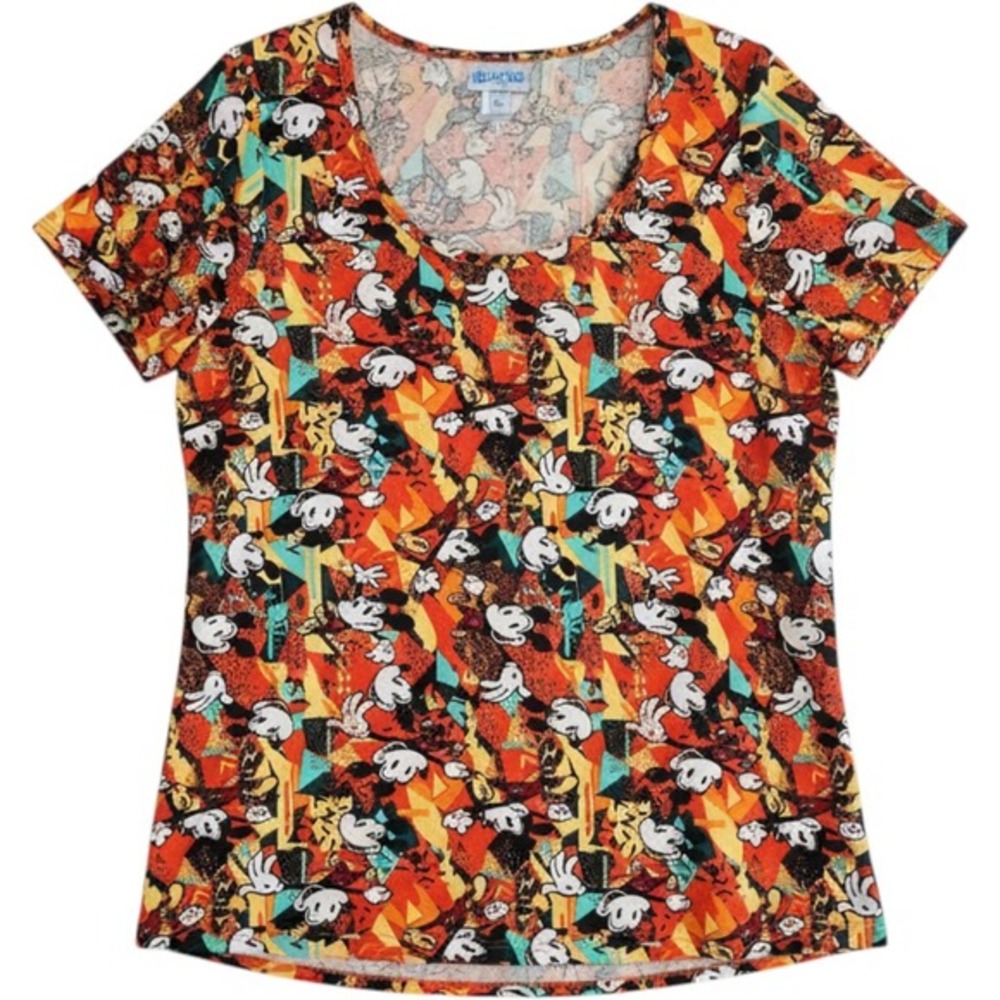 LuLaRoe Disney Mickey Mouse 90s Geometric Print Short‎ Sleeve Top Large